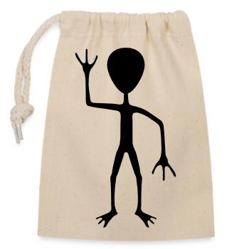 Silhouette of extraterrestrial visitors Welcome - Closable cotton gift bag (14x20cm) - nature - Front