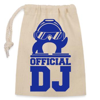Drôle officiel DJ pingouin mixer Musique de fête - Sac cadeau en coton avec cordon (14 x 20 cm) - nature - Devant
