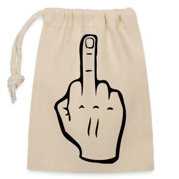 Middle finger - Closable cotton gift bag (14x20cm) - nature - Front