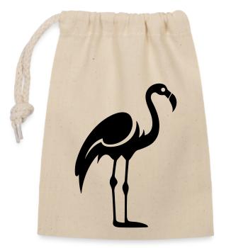 flamant rose - Sac cadeau en coton avec cordon (14 x 20 cm) - nature - Devant