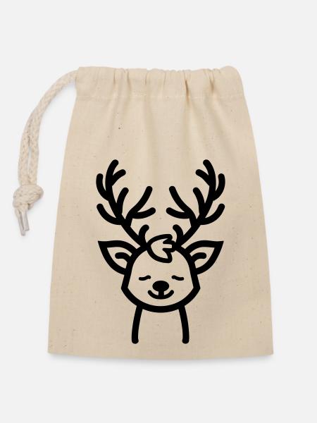 Christmas Reindeer - Closable cotton gift bag (14x20cm) - nature