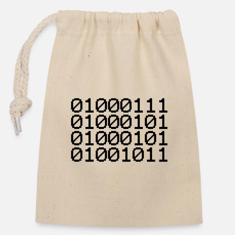 BINARY GEEK - Closable cotton gift bag (14x20cm) - nature