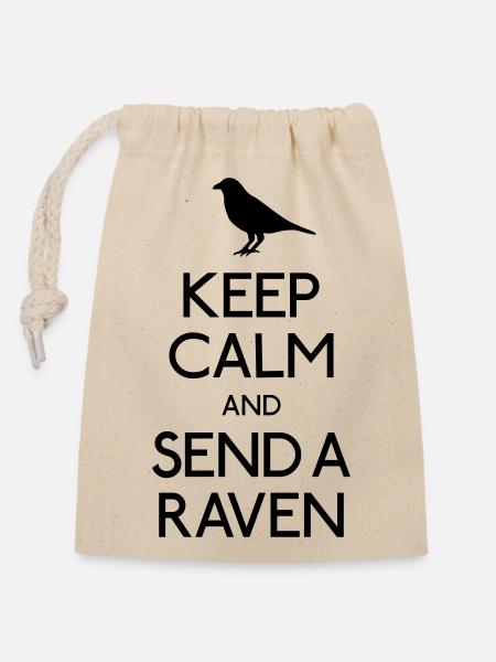 Keep Calm Raven - Verschließbarer Geschenkbeutel aus Baumwolle (14x20cm) - Natur
