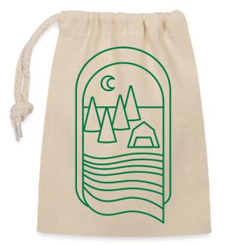 BOHO Waldcamp mit Bäumen und Fluss - Verschließbarer Geschenkbeutel aus Baumwolle (14x20cm) - Natur - Vorne