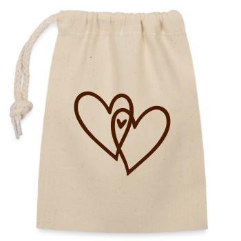 2 hearts plus 1 - Closable cotton gift bag (14x20cm) - nature - Front
