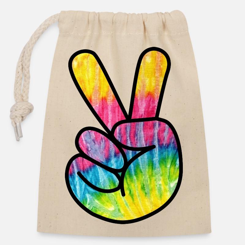Peace - Closable cotton gift bag (14x20cm) - nature