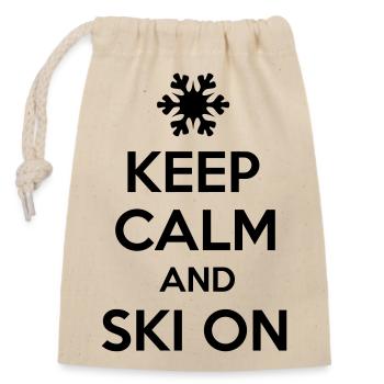 Ski - Verschließbarer Geschenkbeutel aus Baumwolle (14x20cm) - Natur - Vorne