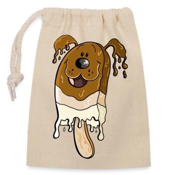 Hund am Stiel - Eis am Stiel - Eiscreme - Verschließbarer Geschenkbeutel aus Baumwolle (14x20cm) - Natur - Vorne