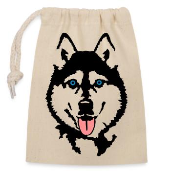Husky - Closable cotton gift bag (14x20cm) - nature - Front