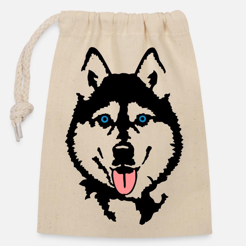 Husky - Verschließbarer Geschenkbeutel aus Baumwolle (14x20cm) - Natur