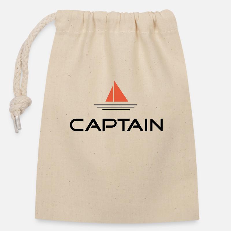 captain - Closable cotton gift bag (14x20cm) - nature