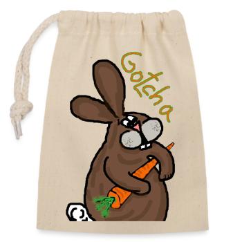 Hare - Closable cotton gift bag (14x20cm) - nature - Front