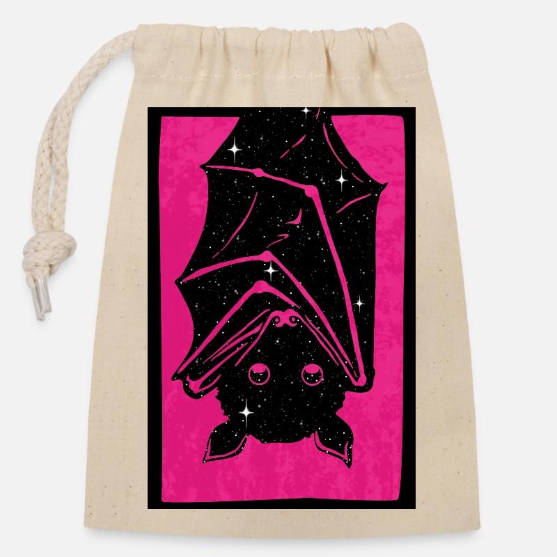 Spacebat Print - Verschließbarer Geschenkbeutel aus Baumwolle (14x20cm) - Natur
