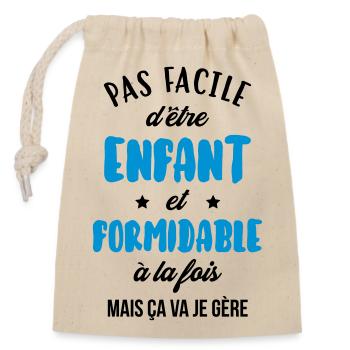 adolescent / enfant / ado / adolescente - Sac cadeau en coton avec cordon (14 x 20 cm) - nature - Devant