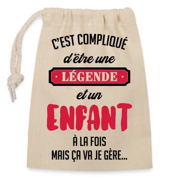 adolescent / enfant / ado / adolescente - Sac cadeau en coton avec cordon (14 x 20 cm) - nature - Devant