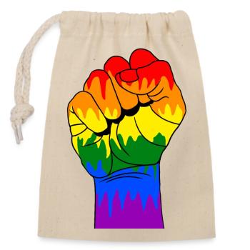 Gay Fist - Closable cotton gift bag (14x20cm) - nature - Front