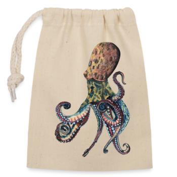 Octopus Squid - Closable cotton gift bag (14x20cm) - nature - Front