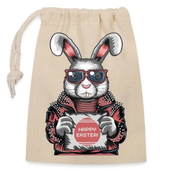 Joyeuses pâques pâques fête de pâques lapin de pâques - Sac cadeau en coton avec cordon (14 x 20 cm) - nature - Devant