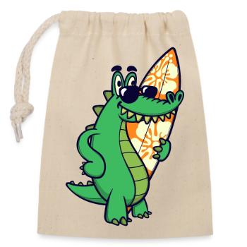 Cool Tier Krokodil - Verschließbarer Geschenkbeutel aus Baumwolle (14x20cm) - Natur - Vorne
