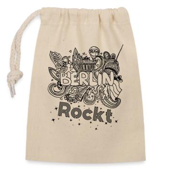 Berlin rockt der coole Spruch für echte Berliner - Verschließbarer Geschenkbeutel aus Baumwolle (14x20cm) - Natur - Vorne