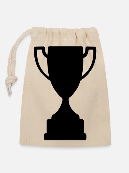 Pokal Sportpokal - Verschließbarer Geschenkbeutel aus Baumwolle (14x20cm) - Natur