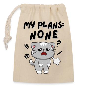 My Plans None. No Weekend Plans. White Version. - Closable cotton gift bag (14x20cm) - nature - Front