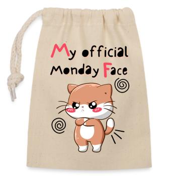 My Official Monday Face. White Version - Closable cotton gift bag (14x20cm) - nature - Front
