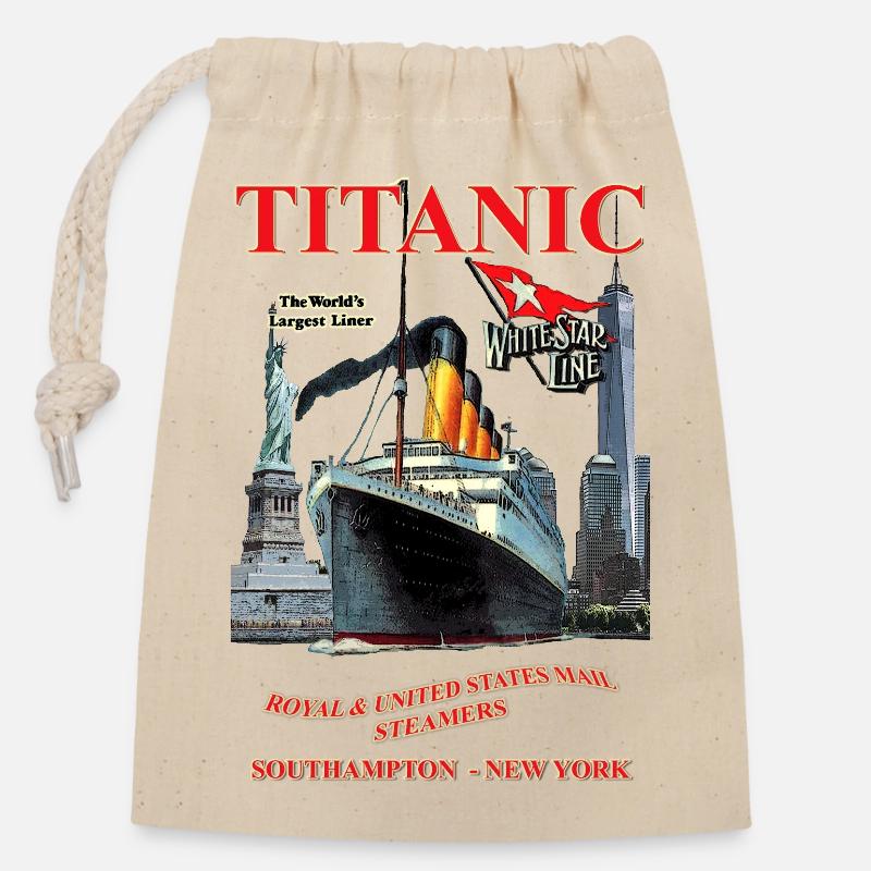 TITANIC Liner Kreation Louis RUNEMBERG © Adagp - Verschließbarer Geschenkbeutel aus Baumwolle (14x20cm) - Natur