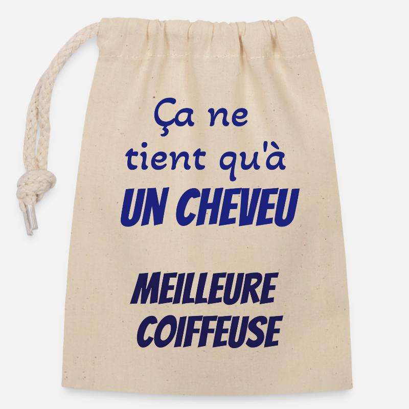 T shirt coiffeuse - Sac cadeau en coton avec cordon (14 x 20 cm) - nature