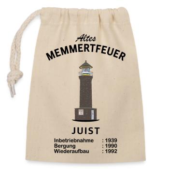Insel Juist, Altes Memmertfeuer, Leuchtturm - Verschließbarer Geschenkbeutel aus Baumwolle (14x20cm) - Natur - Vorne