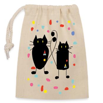 Cats - Closable cotton gift bag (14x20cm) - nature - Front