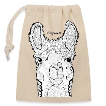 Lama - Verschließbarer Geschenkbeutel aus Baumwolle (14x20cm) - Natur - Vorne