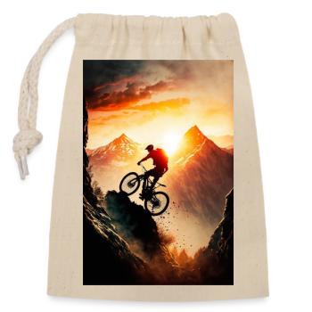 Mountain Sports Mountain Bike Downhill Graphics - Closable cotton gift bag (14x20cm) - nature - Front