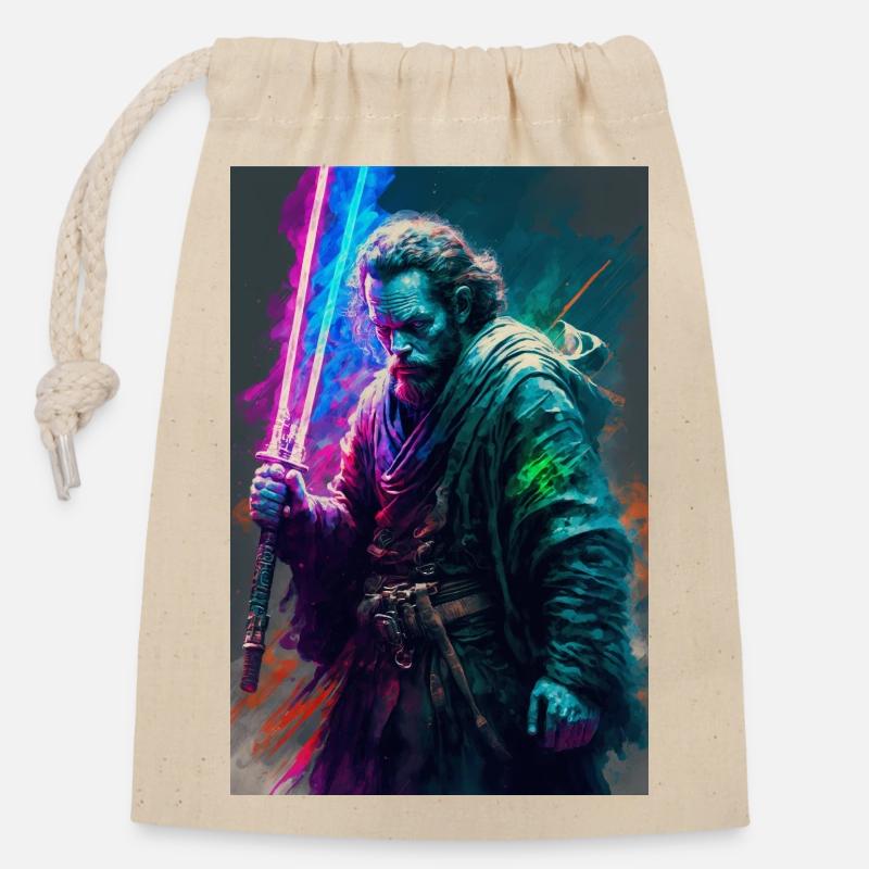Sabre laser - Sac cadeau en coton avec cordon (14 x 20 cm) - nature