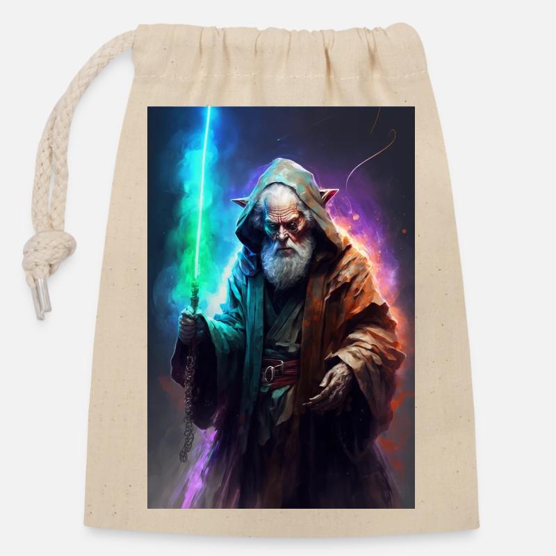 Sabre laser - Sac cadeau en coton avec cordon (14 x 20 cm) - nature