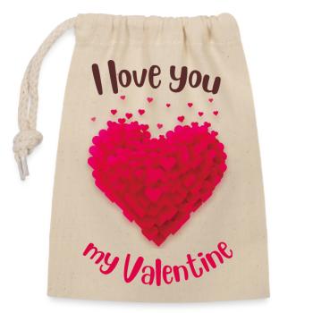 I love you my valentine - Verschließbarer Geschenkbeutel aus Baumwolle (14x20cm) - Natur - Vorne