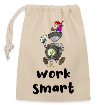 work smart - Closable cotton gift bag (14x20cm) - nature - Front