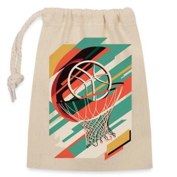 Art Deco Basketball - Closable cotton gift bag (14x20cm) - nature - Front