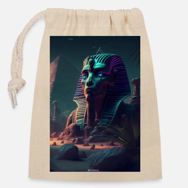 Sphinx d’un pharaon extraterrestre de l’Égypte ancienne - Sac cadeau en coton avec cordon (14 x 20 cm) - nature