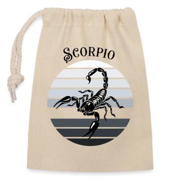 Logo rétro signe astrologique "Scorpion" - Sac cadeau en coton avec cordon (14 x 20 cm) - nature - Devant