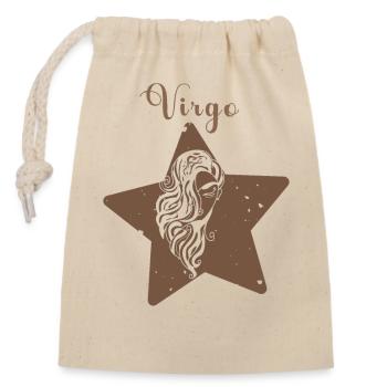 Logo rétro signe astrologique "Vierge" - Sac cadeau en coton avec cordon (14 x 20 cm) - nature - Devant