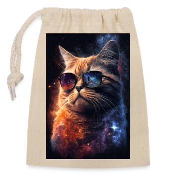 Cat Space Galaxy Space Cool Lunettes de soleil - Sac cadeau en coton avec cordon (14 x 20 cm) - nature - Devant
