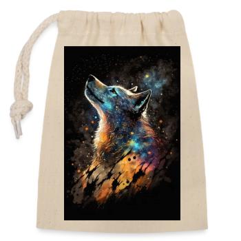 Wolf Galaxy Space Stars Space Mystical Cool - Sac cadeau en coton avec cordon (14 x 20 cm) - nature - Devant