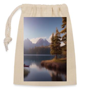 Paysage avec lac et montagnes - Sac cadeau en coton avec cordon (14 x 20 cm) - nature - Devant
