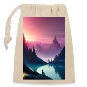 Paysage avec lac et montagnes - Sac cadeau en coton avec cordon (14 x 20 cm) - nature - Devant