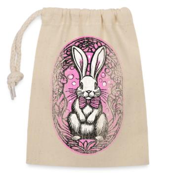 Lapin de Pâques rose violet pour les filles Look-occasion - Sac cadeau en coton avec cordon (14 x 20 cm) - nature - Devant
