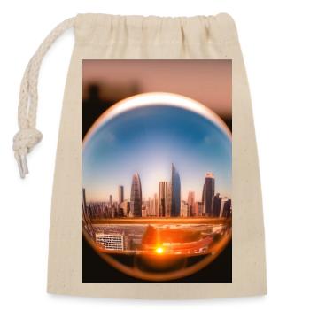Stadt Kugel - Verschließbarer Geschenkbeutel aus Baumwolle (14x20cm) - Natur - Vorne