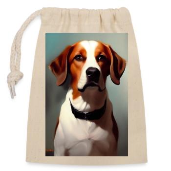 Hunde Bild - Verschließbarer Geschenkbeutel aus Baumwolle (14x20cm) - Natur - Vorne
