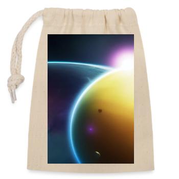 Weltall, Planeten - Verschließbarer Geschenkbeutel aus Baumwolle (14x20cm) - Natur - Vorne