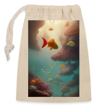 Fish, Aquarium - Closable cotton gift bag (14x20cm) - nature - Front